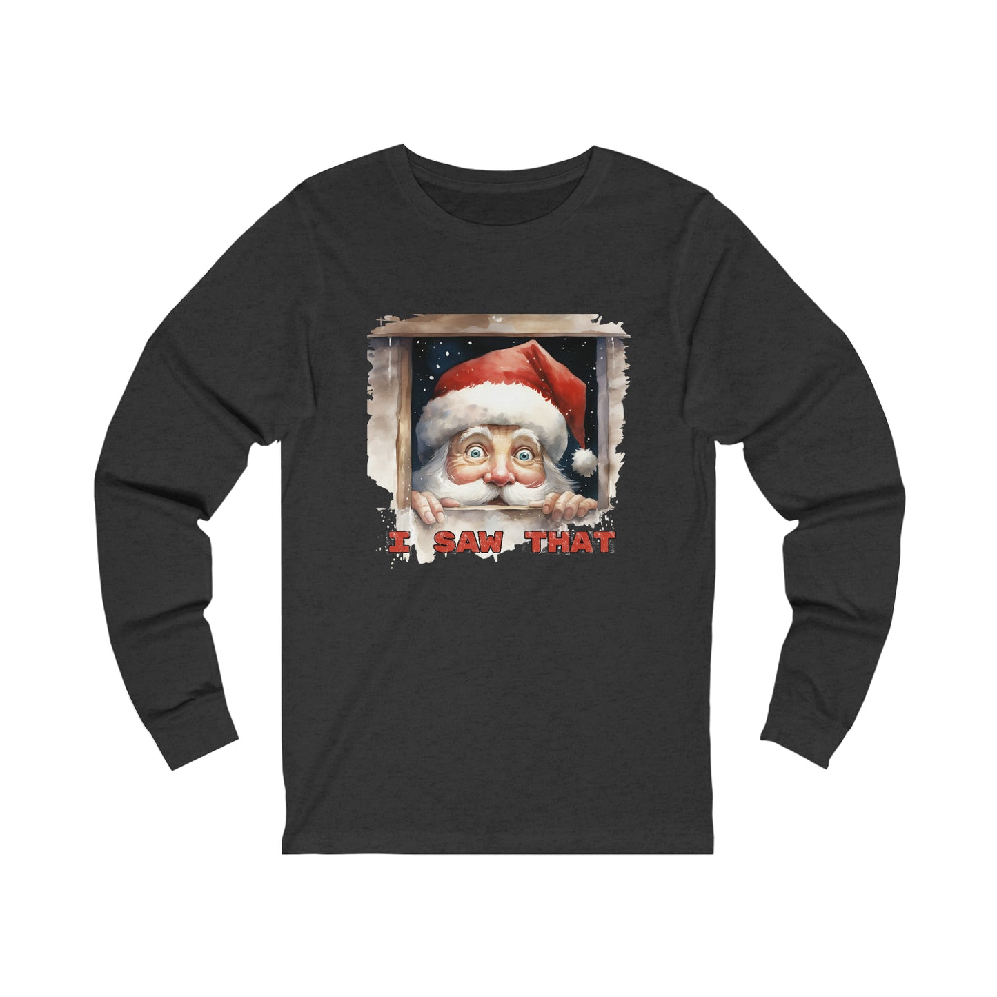 Santa Peeking I Saw That Unisex Jersey Long Sleeve Tee