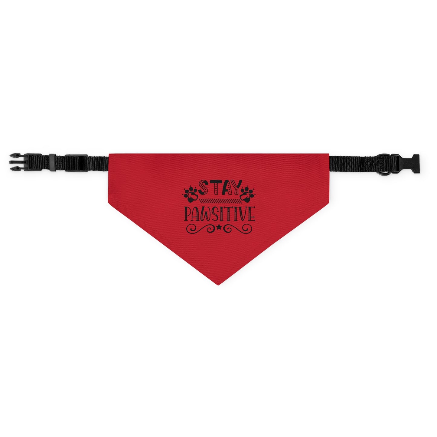 Pet Bandana Collar 12.6"x19.69" circumference Stay Pawsitive, Red