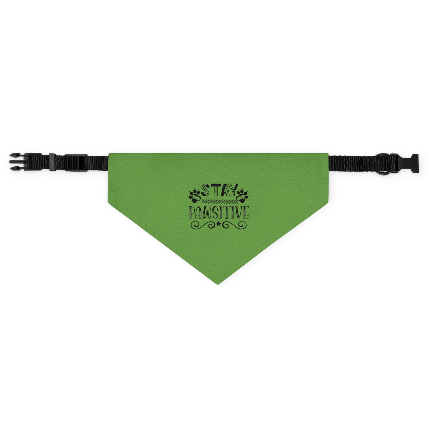 Pet Bandana Collar 12.6" to 19.69" Stay Pawsitive, Green