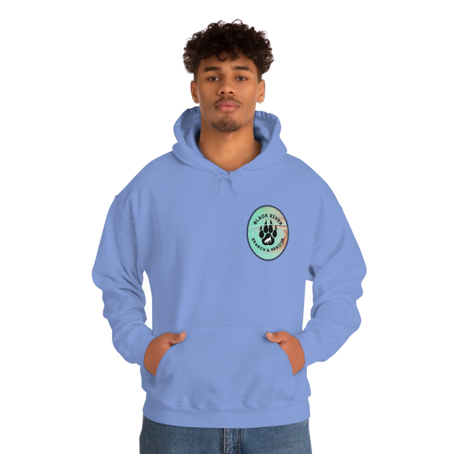 Green and Peach Marble Black River Search & Rescue Logo Unisex Heavy Blend™ Hooded Sweatshirt