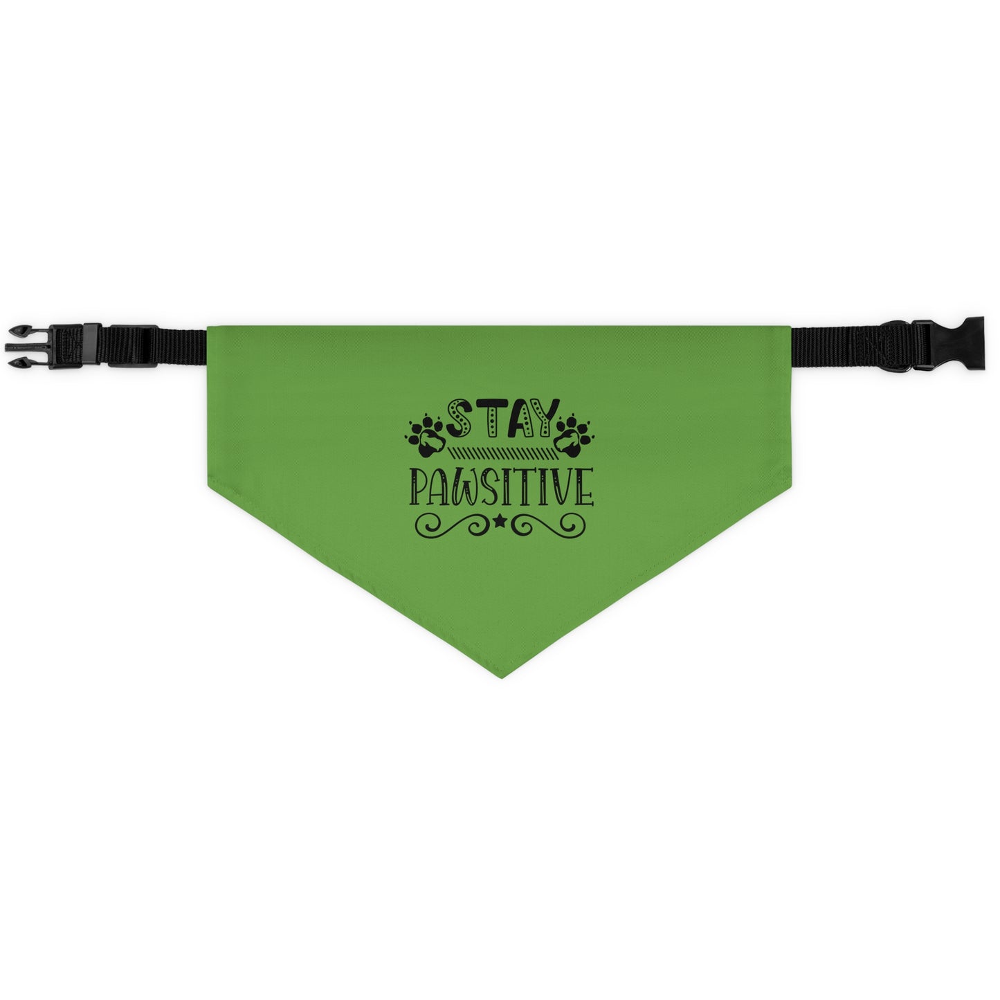 Pet Bandana Collar 12.6" to 19.69" Stay Pawsitive, Green