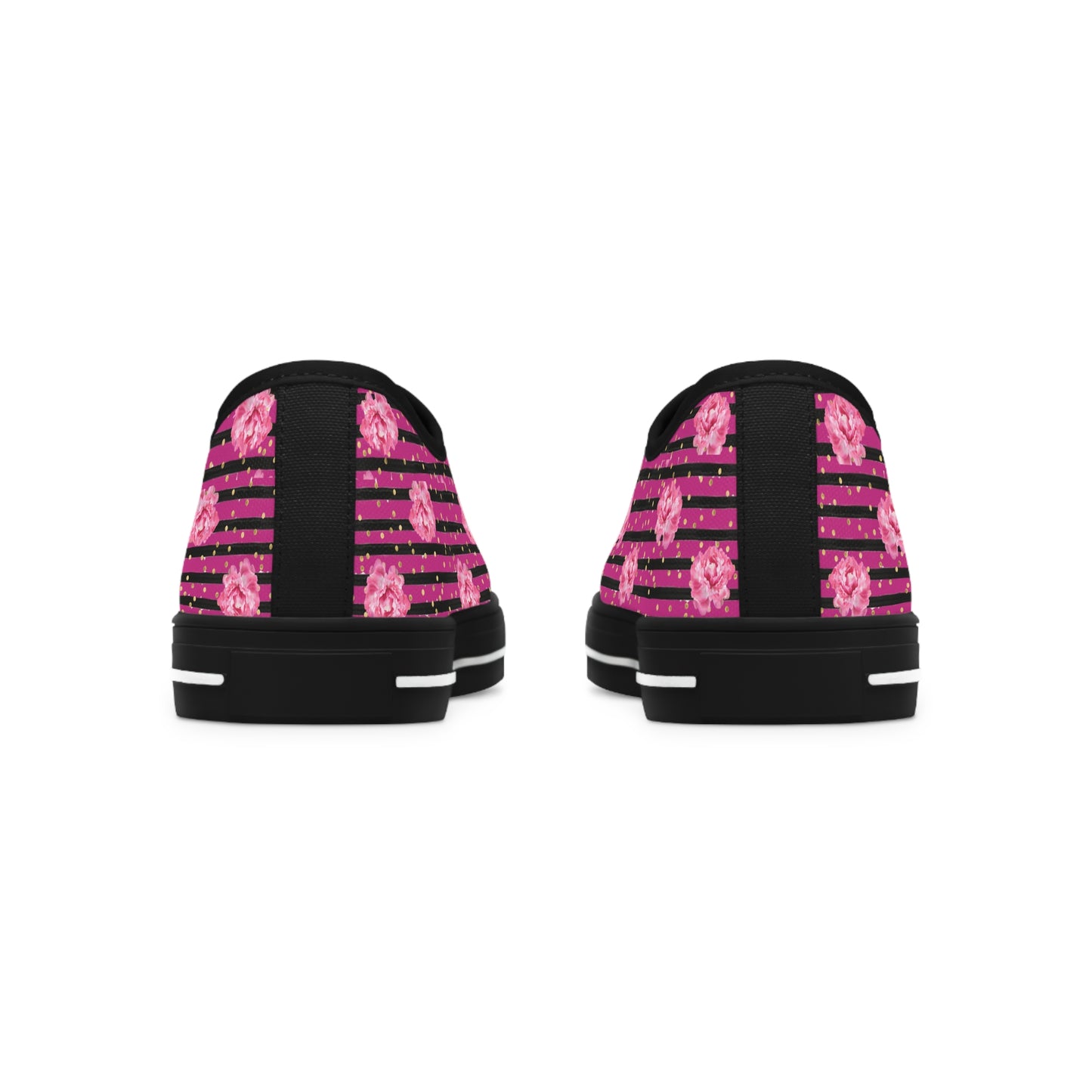 Rose and Black Striped Print Women's Low Top Sneakers