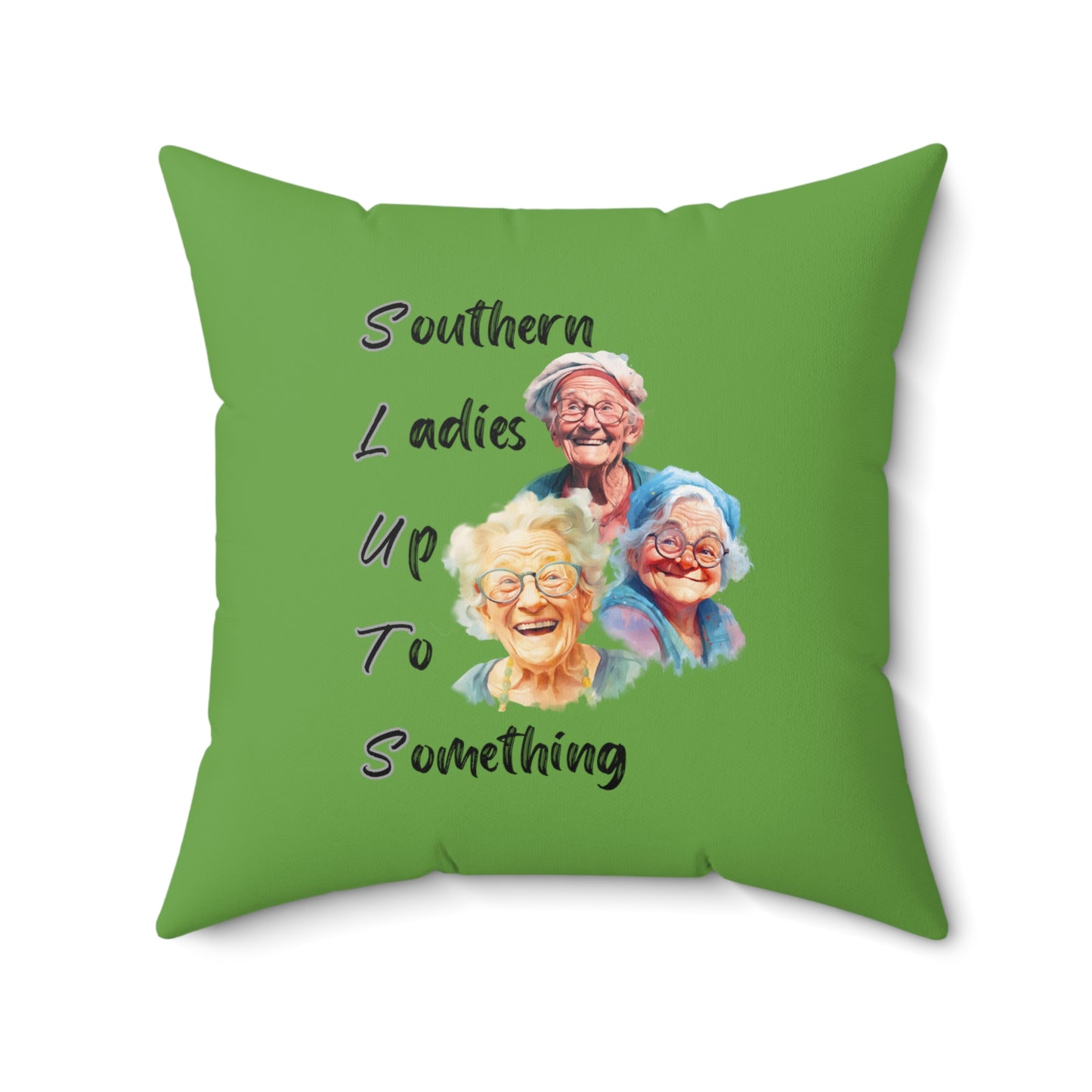 Green Spun Polyester Square Pillow Multiple Sizes SLUTS