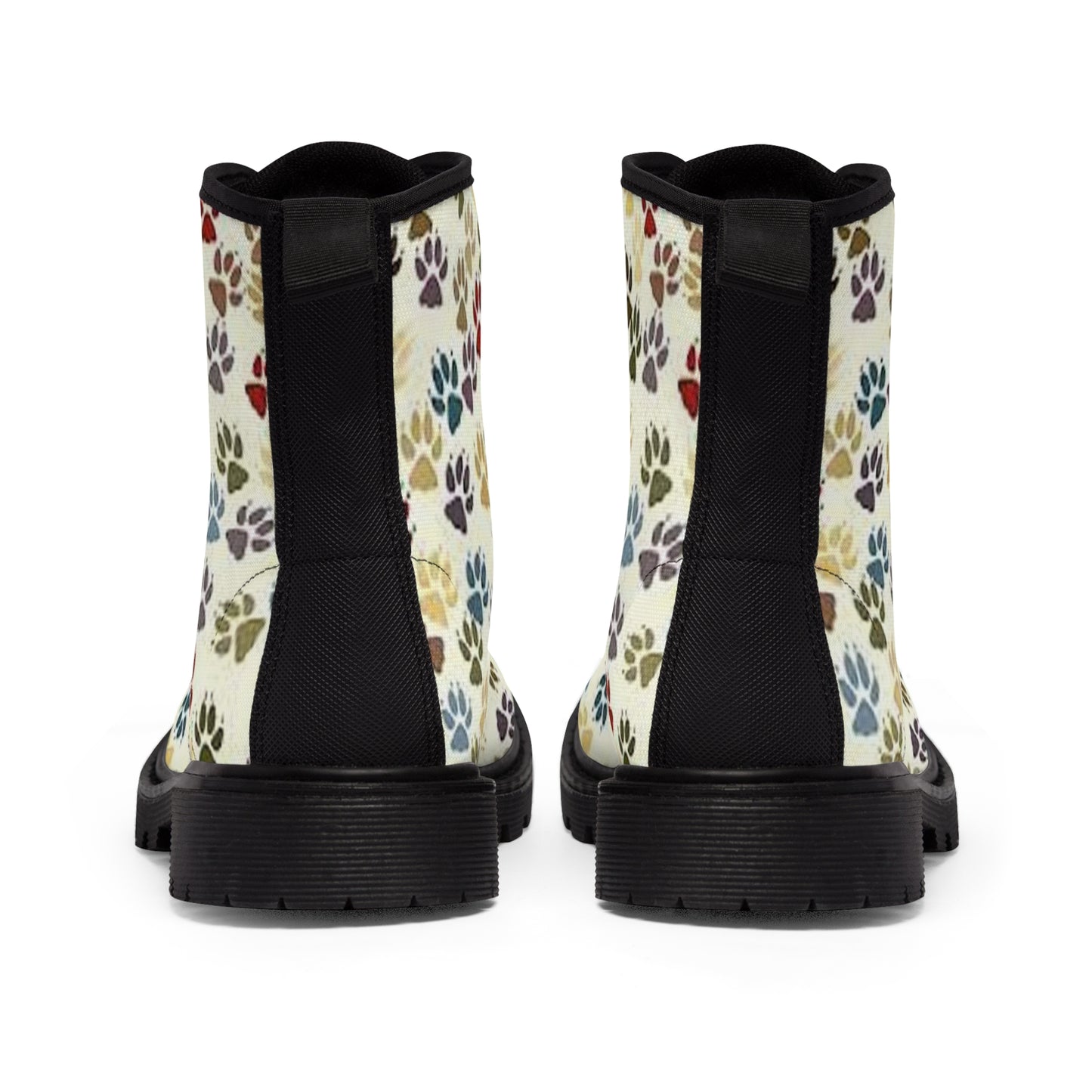 Women's Canvas Boots, Pawprints, Dog, Multicolor