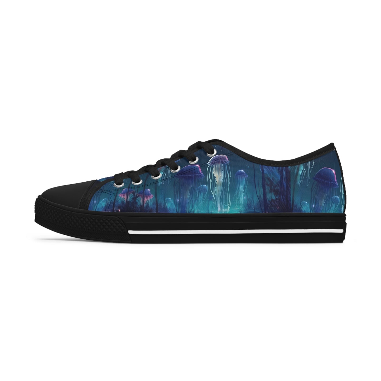 Women's Low Top Sneakers, Jellyfish, Under sea