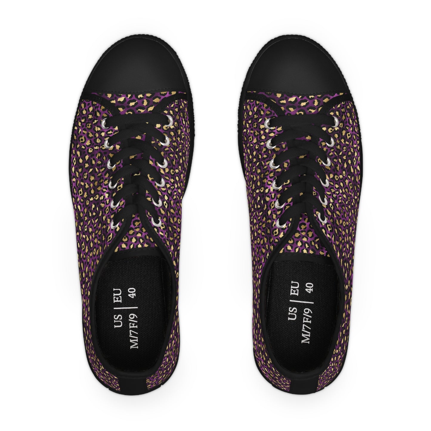 Women's Low Top Purple and gold Leopard Print Sneakers