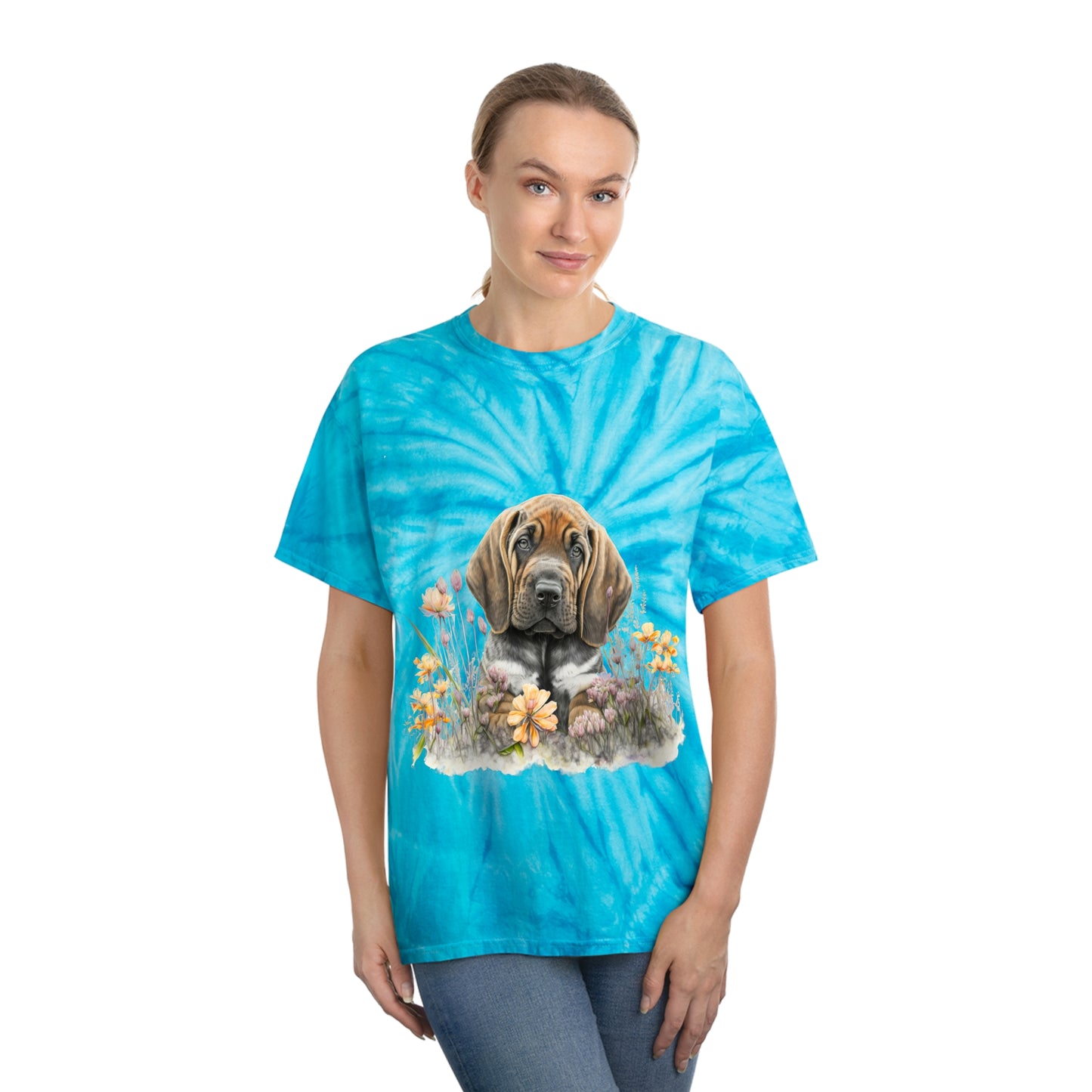 Bloodhound pawprint Love Tie-Dye Tee, Cyclone