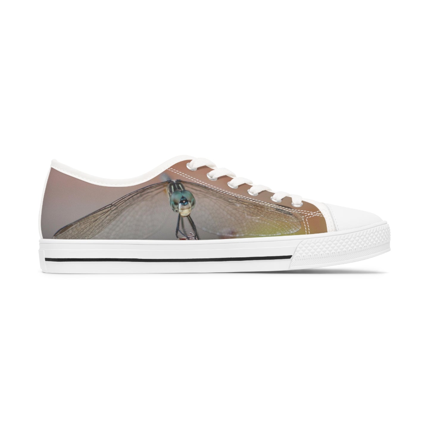 Women's Low Top Sneakers, Dragonfly, peach, green