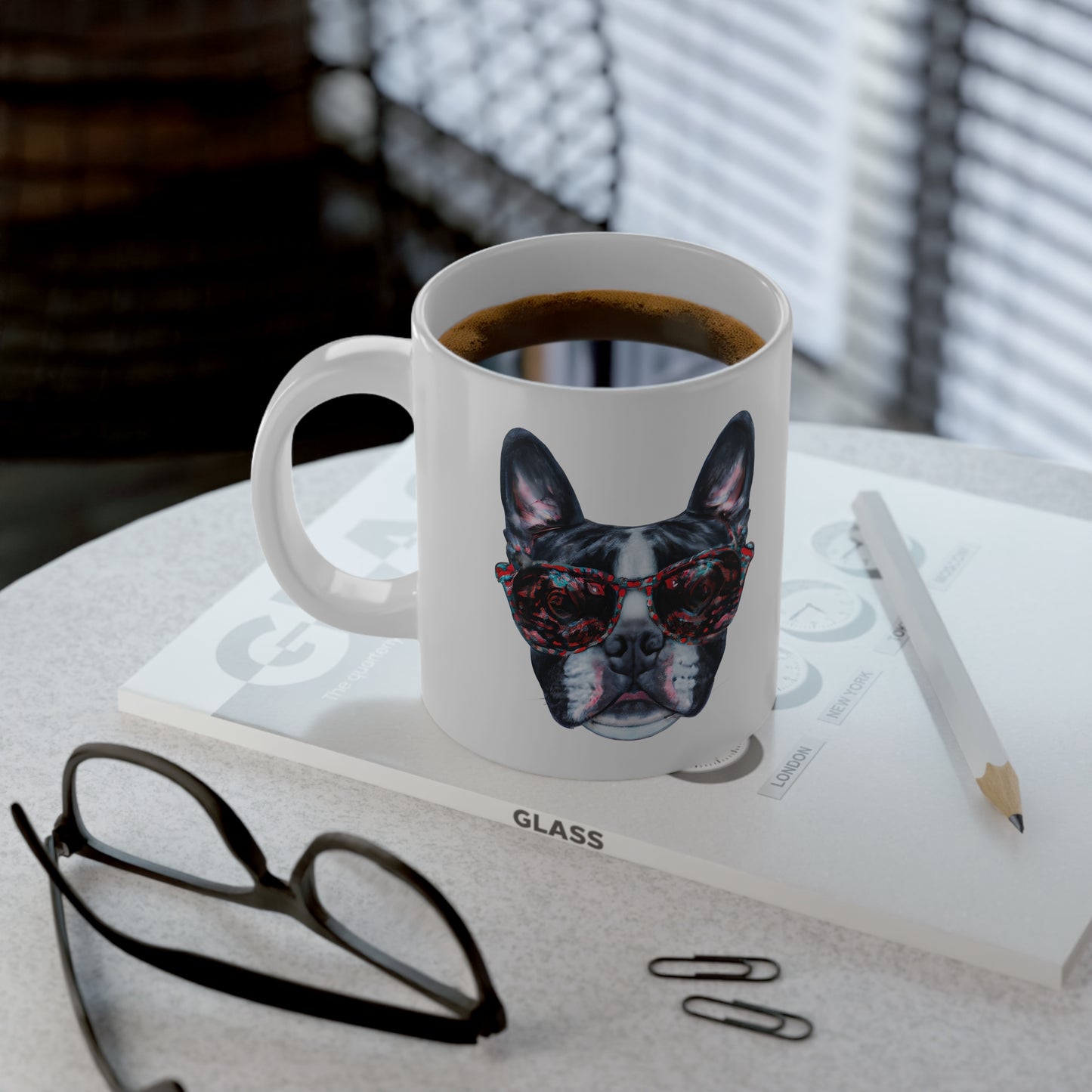 Jumbo Mug, 20oz, Boston Terrier with sunglasses
