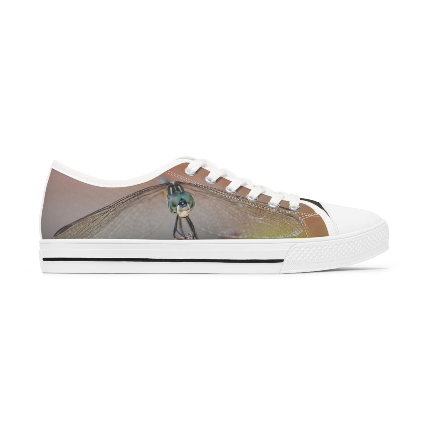 Women's Low Top Sneakers, Dragonfly, peach, green