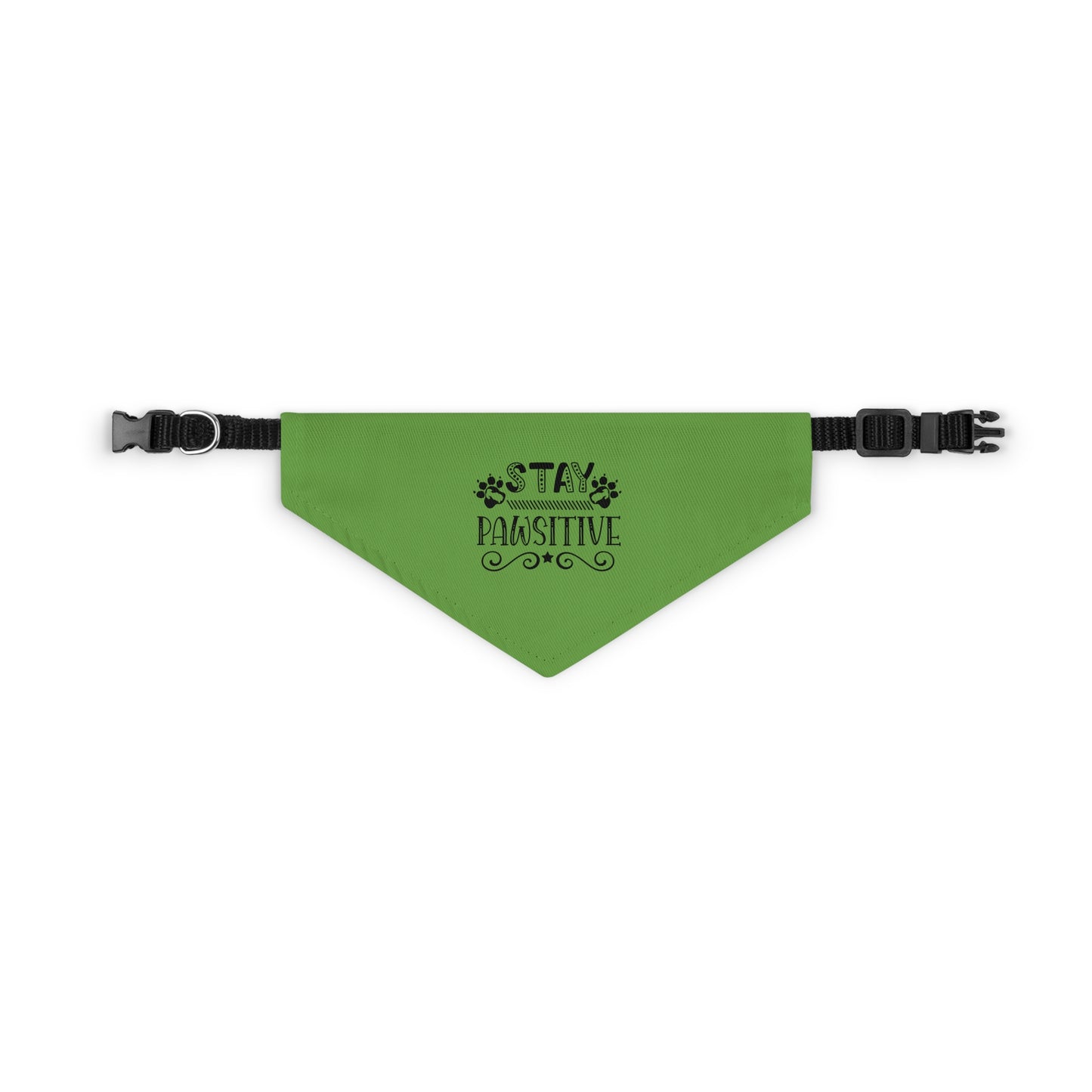 Pet Bandana Collar 12.6" to 19.69" Stay Pawsitive, Green