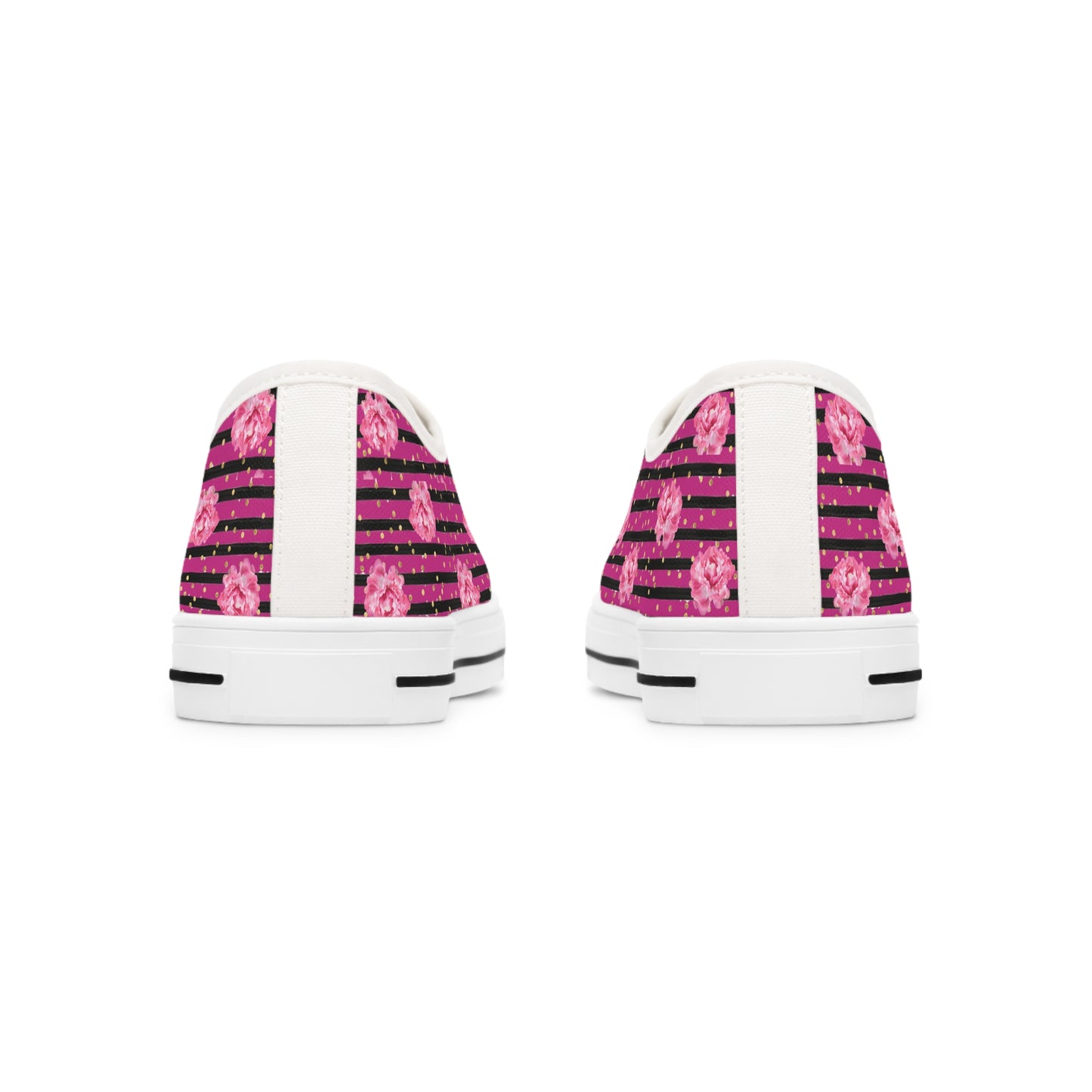 Rose and Black Striped Print Women's Low Top Sneakers