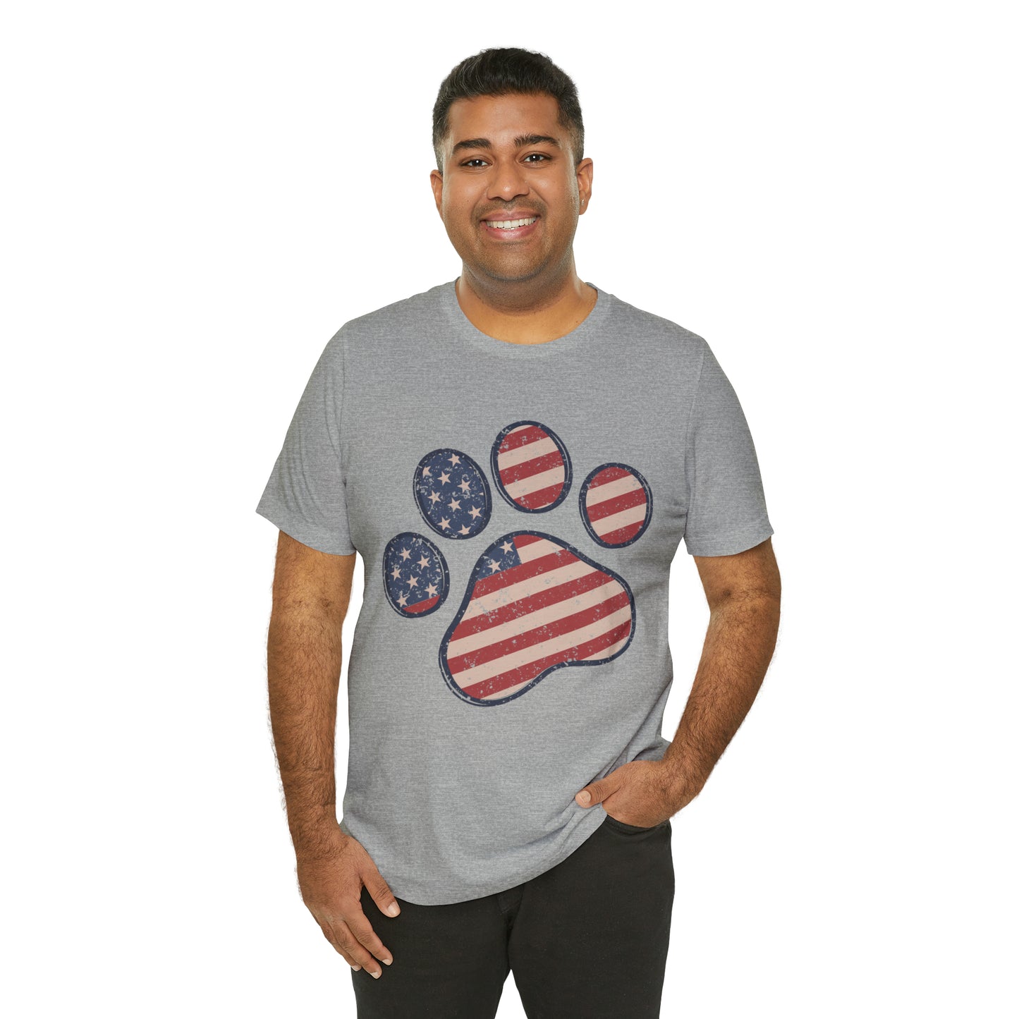 4th of July Pawprint Unisex Jersey Short Sleeve Tee Patriotic American Flag