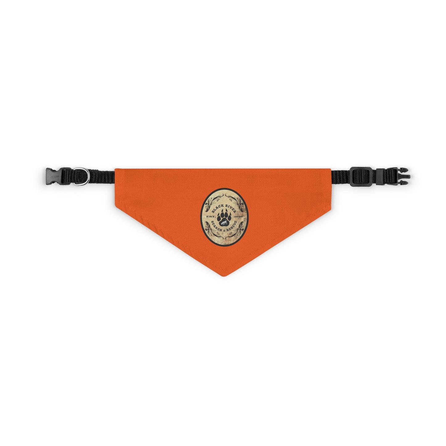 Orange Black River Search & Rescue Logo Pet Bandana Collar