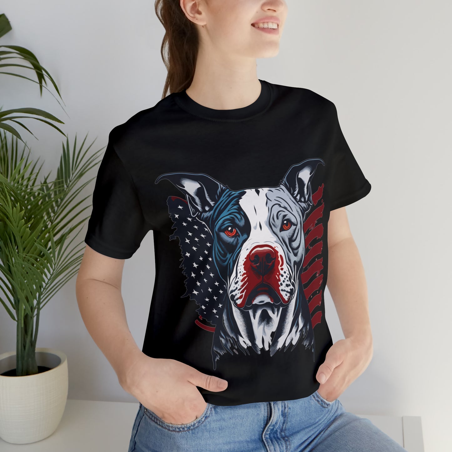 Pit bull 4th of July Unisex Jersey Short Sleeve Tee Patriotic