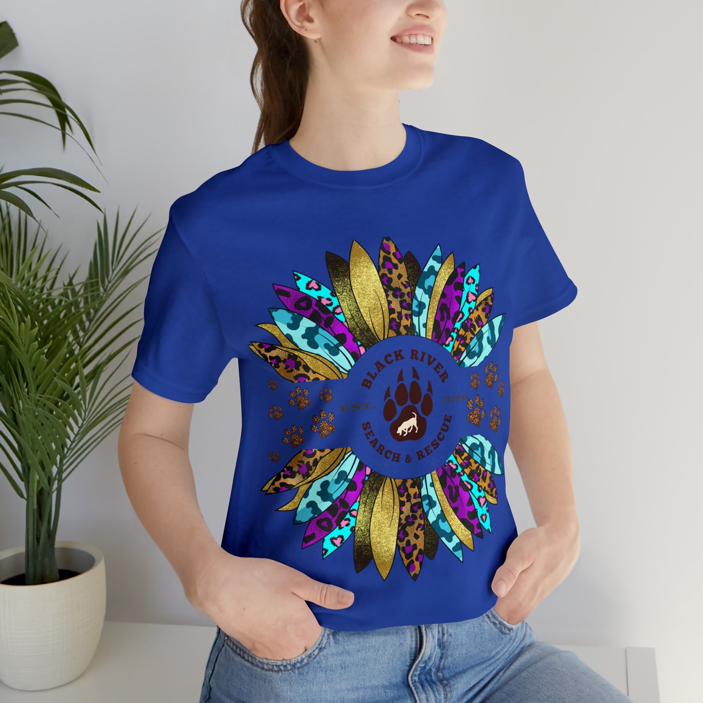 Black River Search & Rescue Logo Multicolor Sunflower Unisex Jersey Short Sleeve Tee