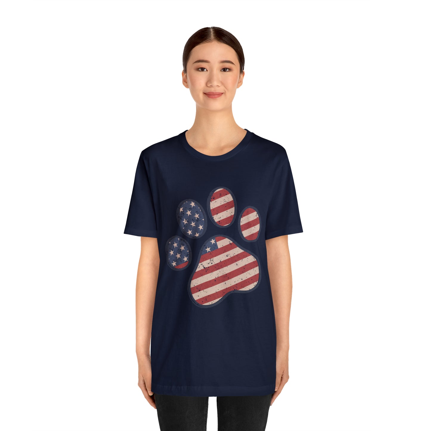4th of July Pawprint Unisex Jersey Short Sleeve Tee Patriotic American Flag