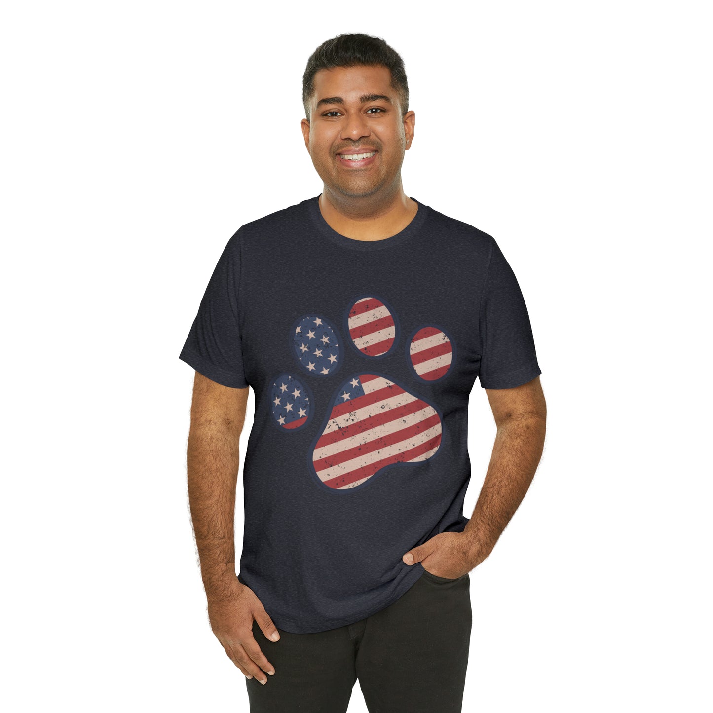 4th of July Pawprint Unisex Jersey Short Sleeve Tee Patriotic American Flag