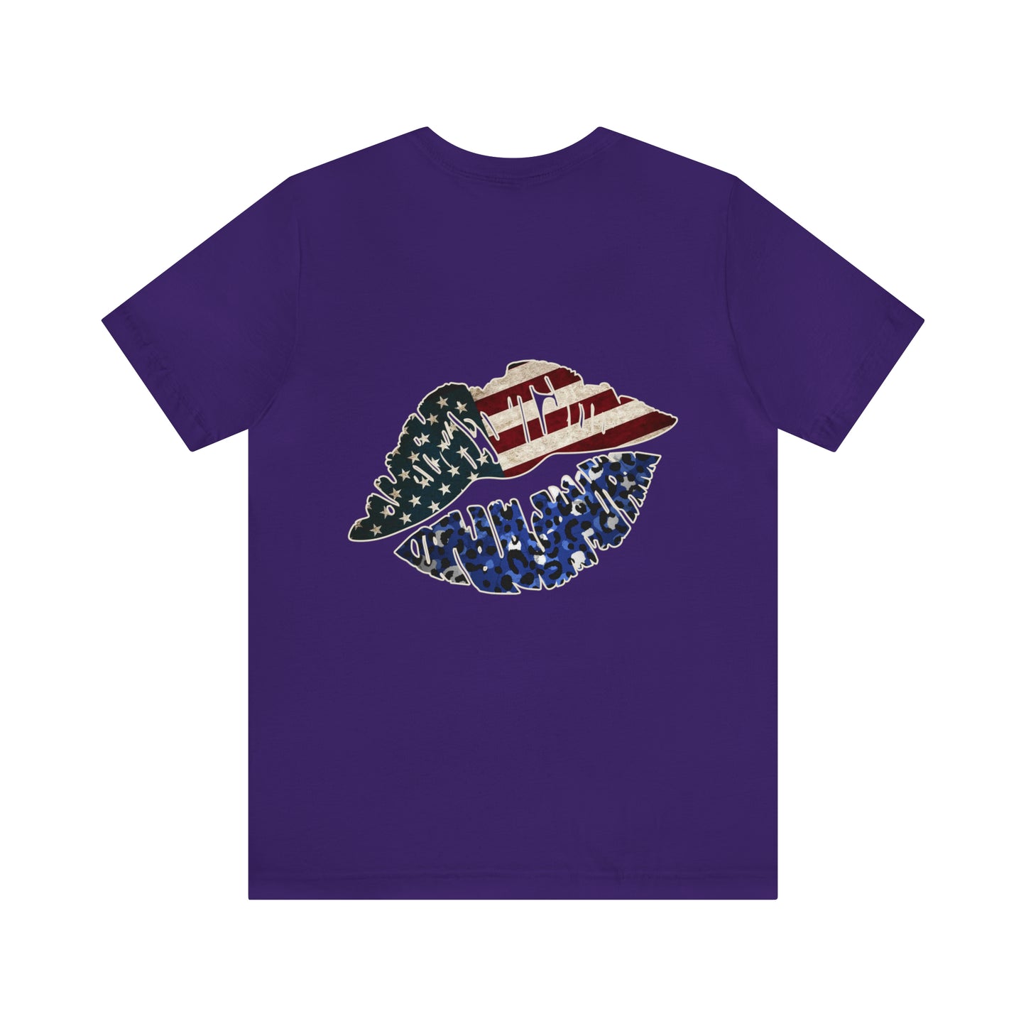 American Flag Lips 4th of July Unisex Jersey Short Sleeve Tee Patriotic Retro