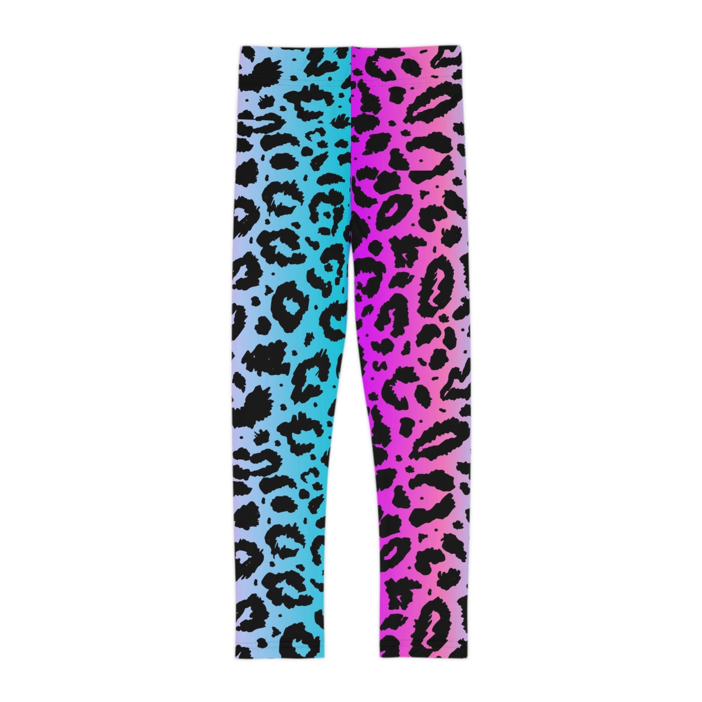 Pink and Blue Leopard Print Kids Leggings