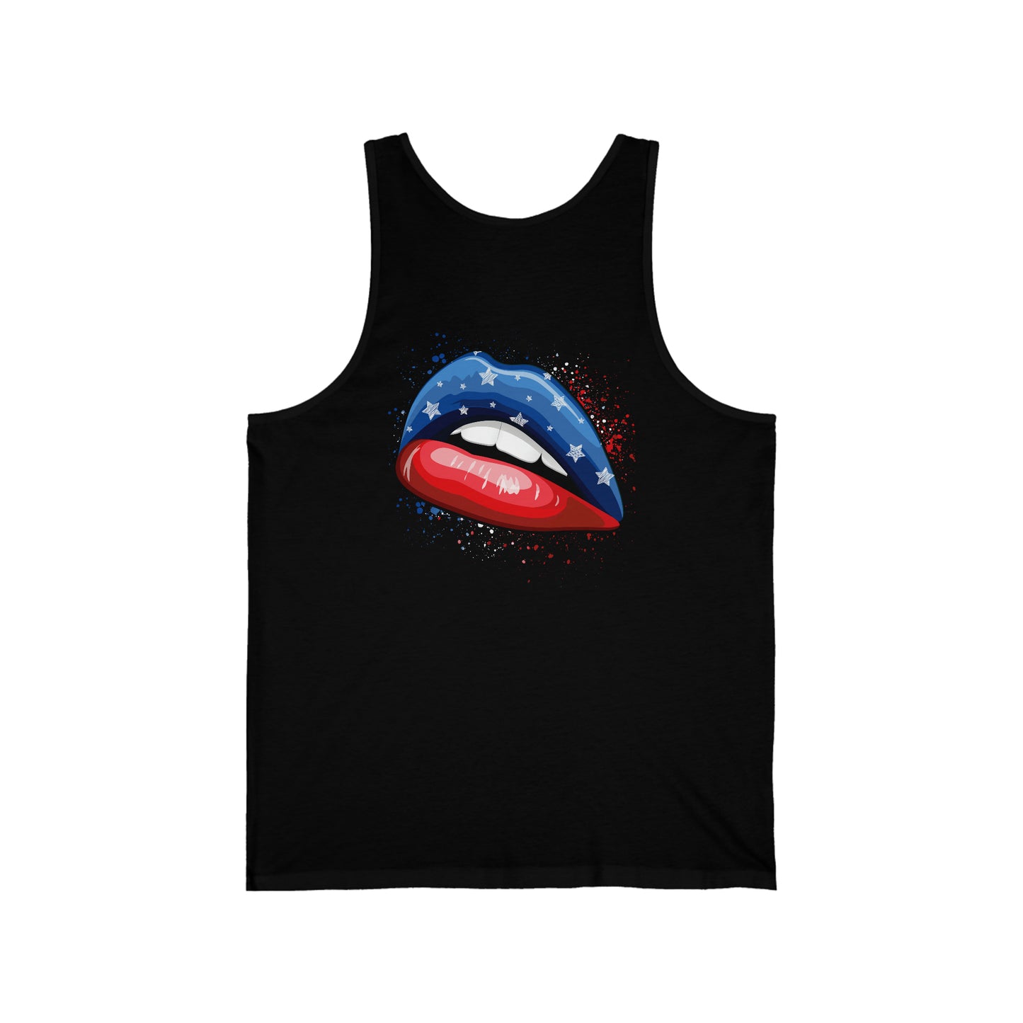 4th of July Flag Lips Unisex Jersey Tank Patriotic Retro