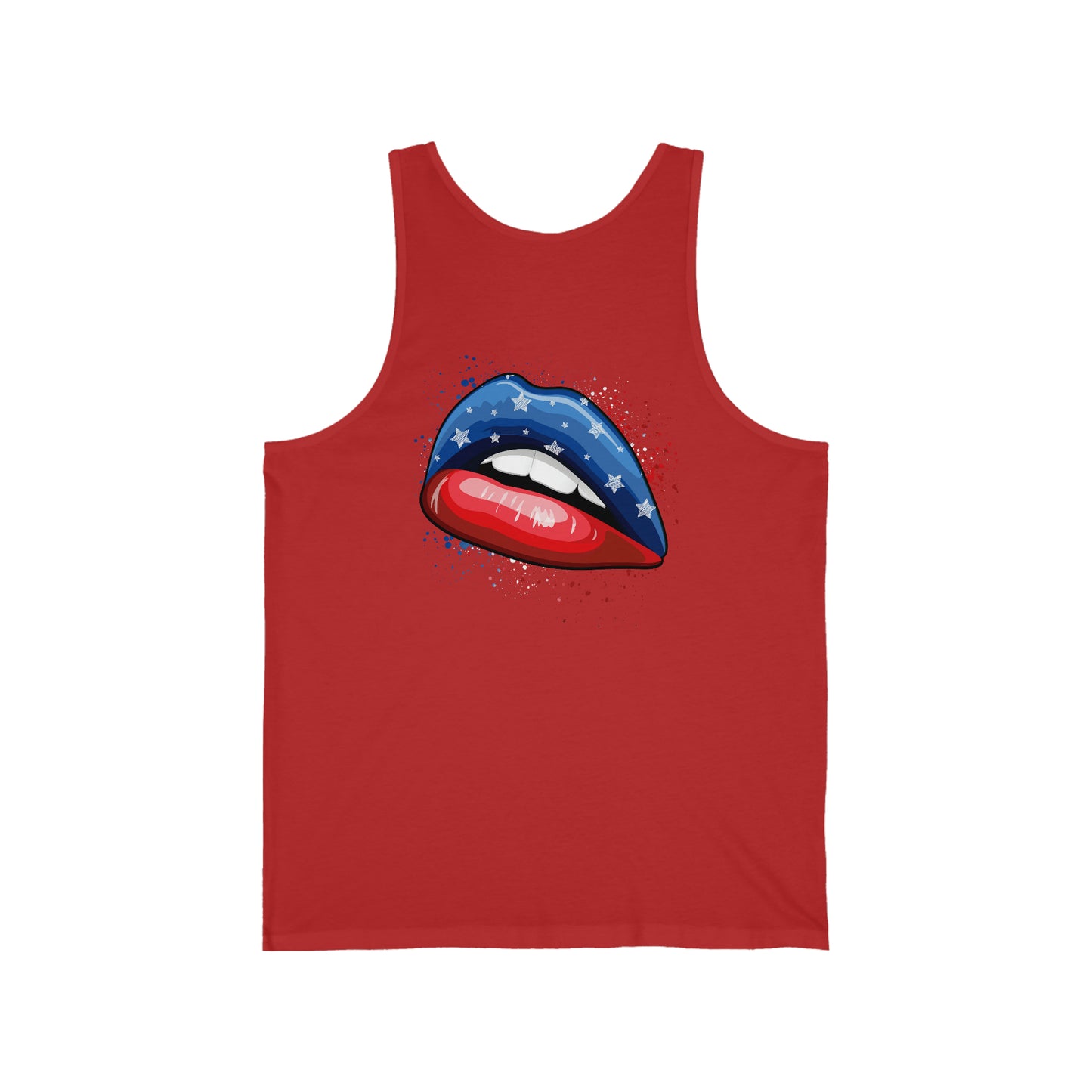 4th of July Flag Lips Unisex Jersey Tank Patriotic Retro