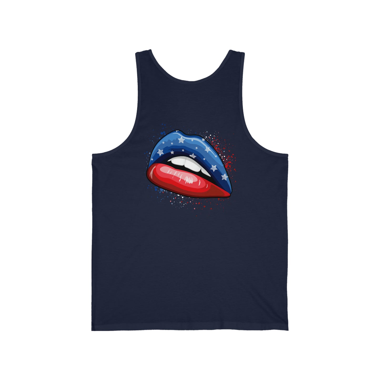 4th of July Flag Lips Unisex Jersey Tank Patriotic Retro