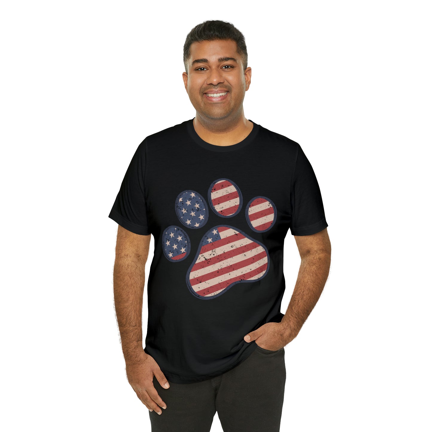 4th of July Pawprint Unisex Jersey Short Sleeve Tee Patriotic American Flag