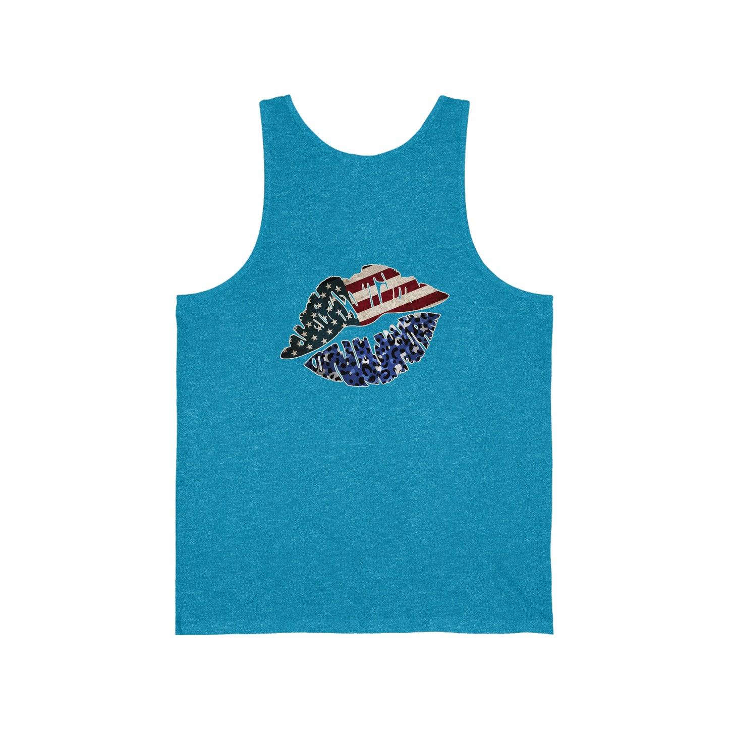 4th of July American Flag Lips Unisex Jersey Tank Patriotic Retro