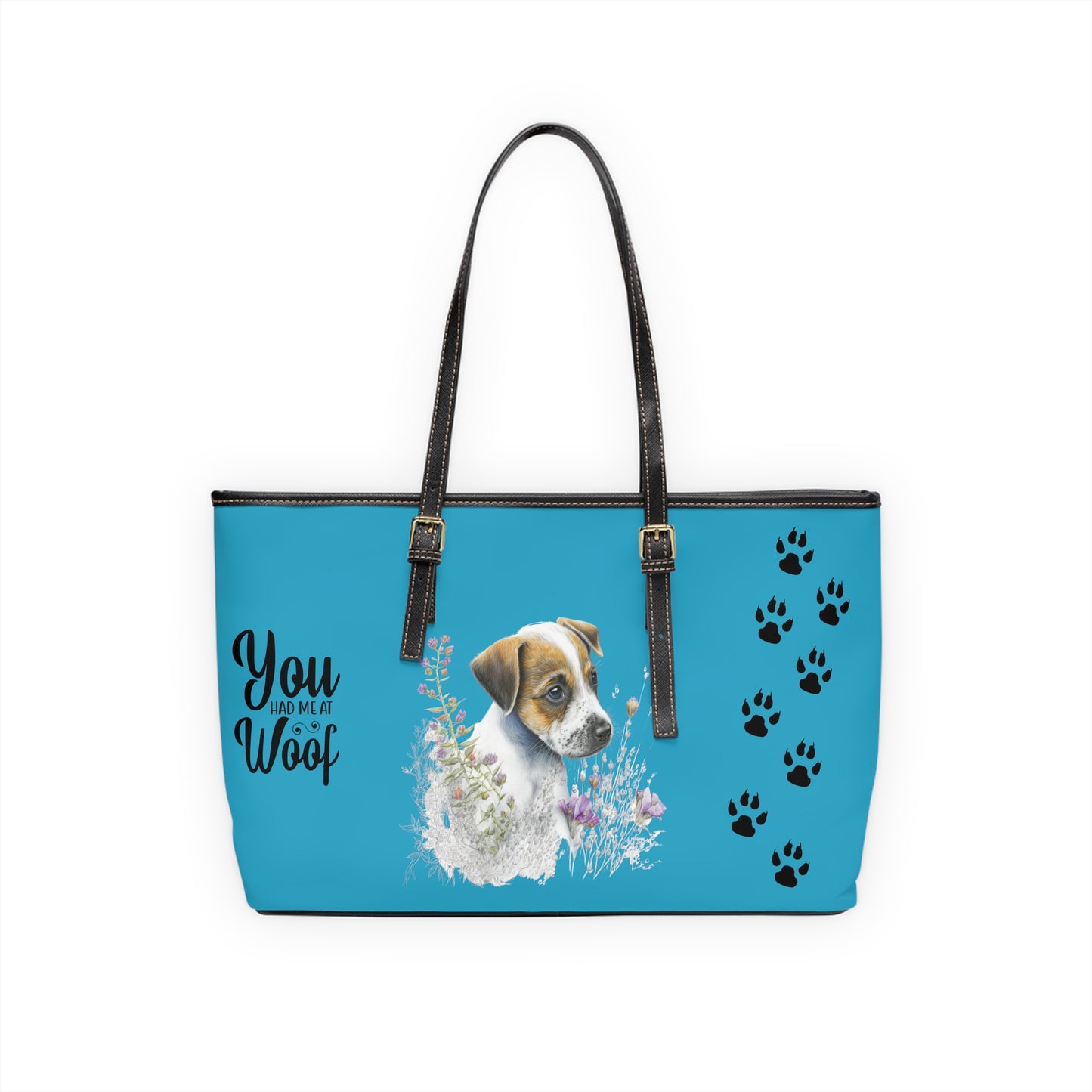 Jack Russell Turquoise Leather Shoulder Bag You had me at Woof Stay Pawsitive