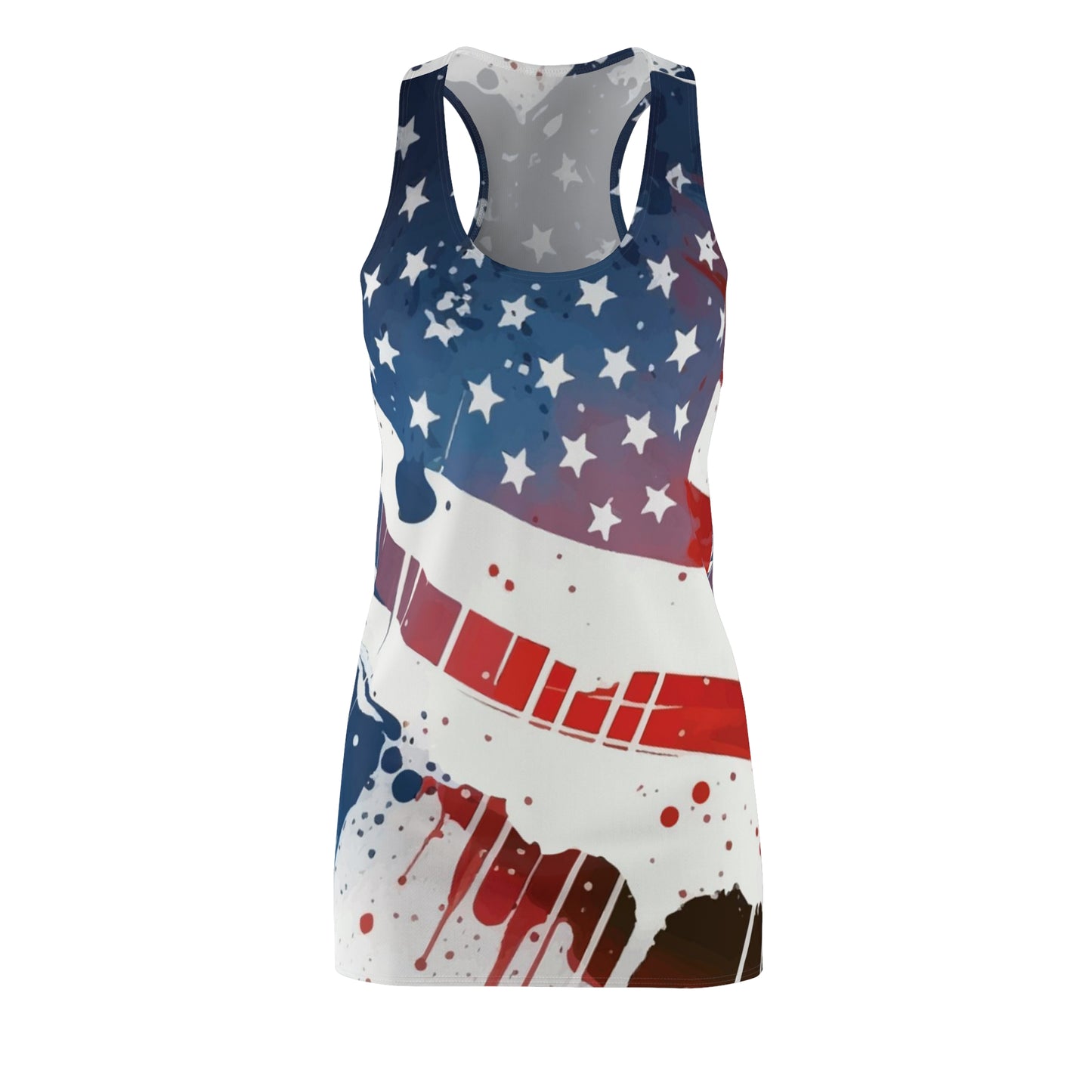 Distressed American flag dress Women's Racerback Dress Patriotic