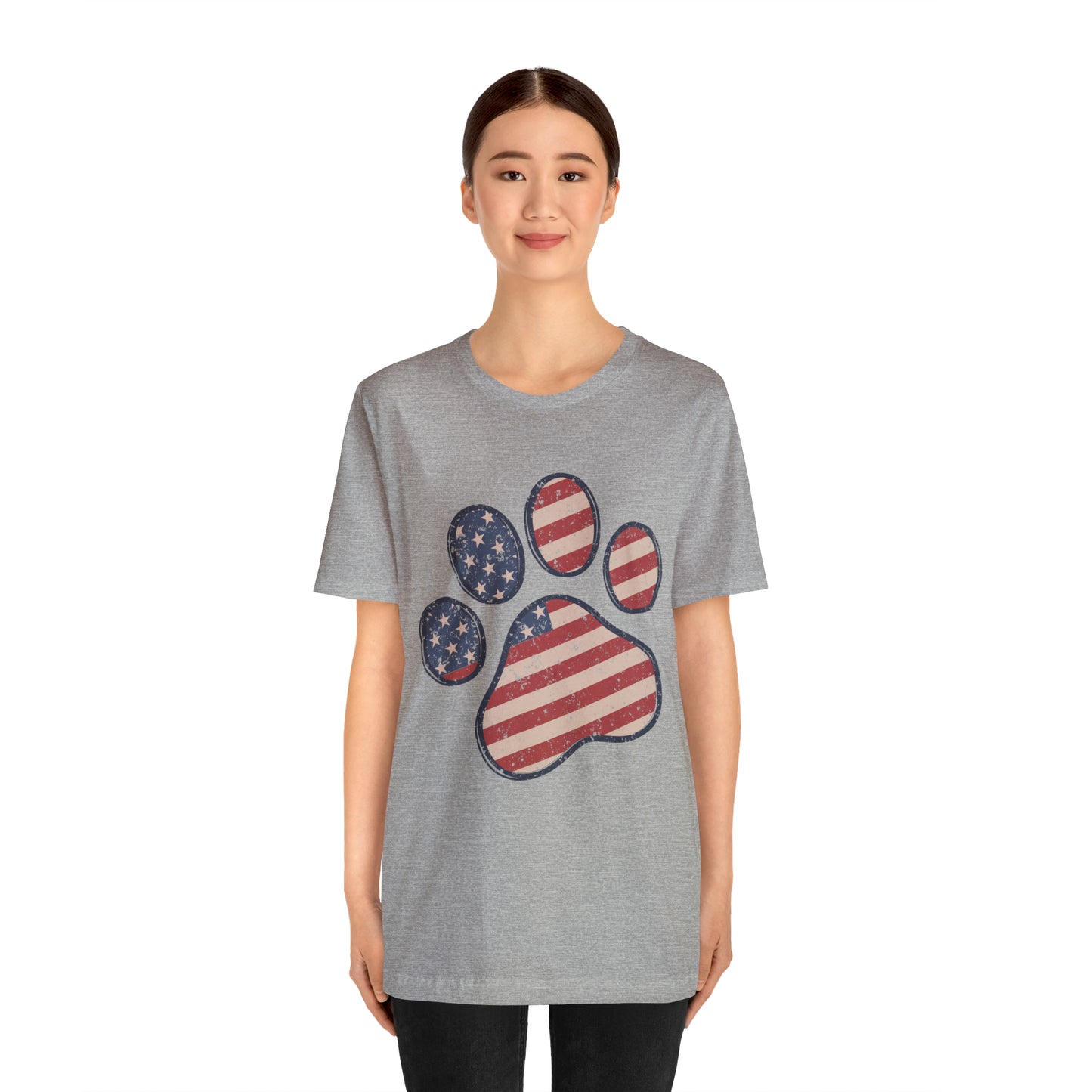 4th of July Pawprint Unisex Jersey Short Sleeve Tee Patriotic American Flag