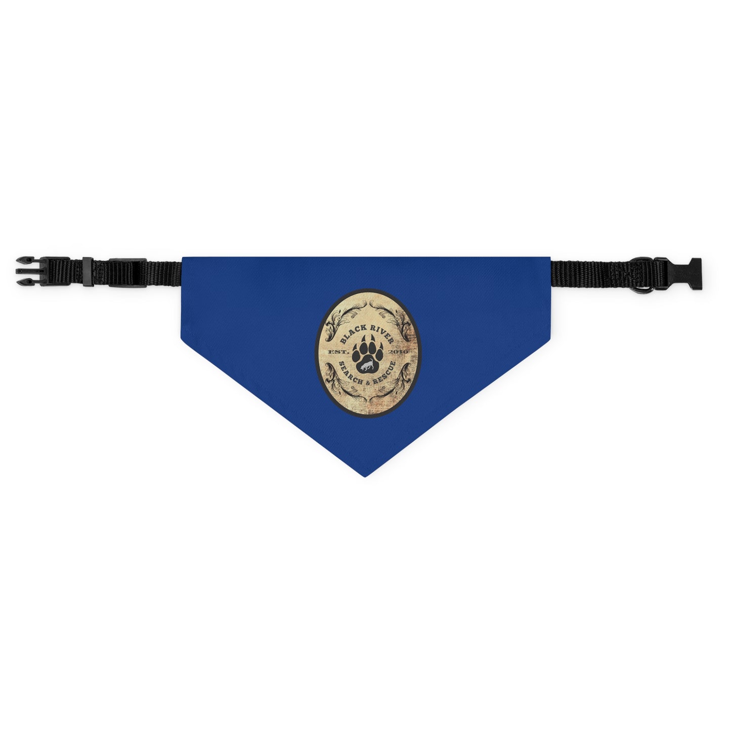 Blue Black River Search & Rescue Logo Pet Bandana Collar