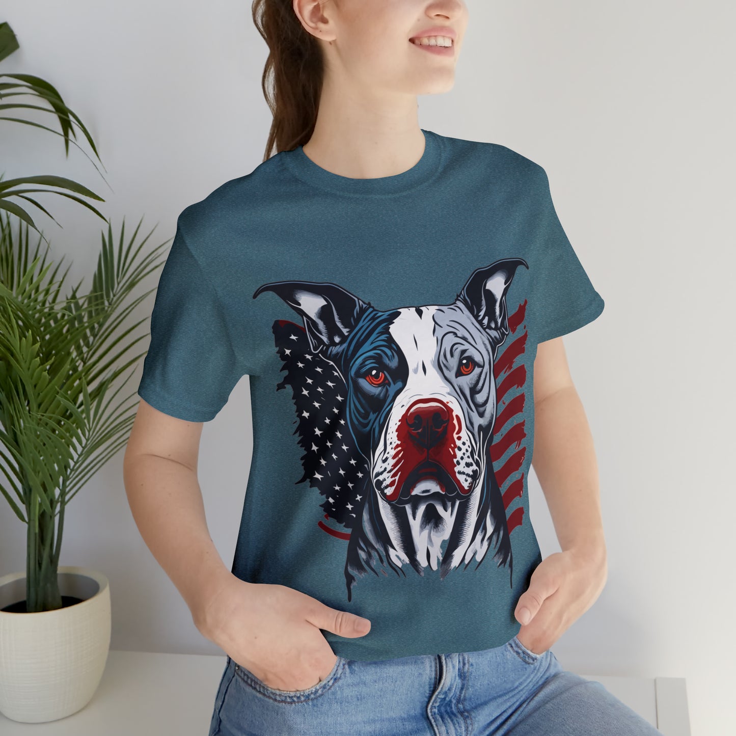 Pit bull 4th of July Unisex Jersey Short Sleeve Tee Patriotic