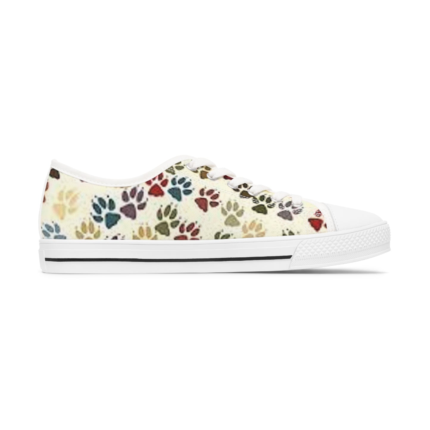 Women's Low Top Sneakers, Paw prints, multicolor, dog