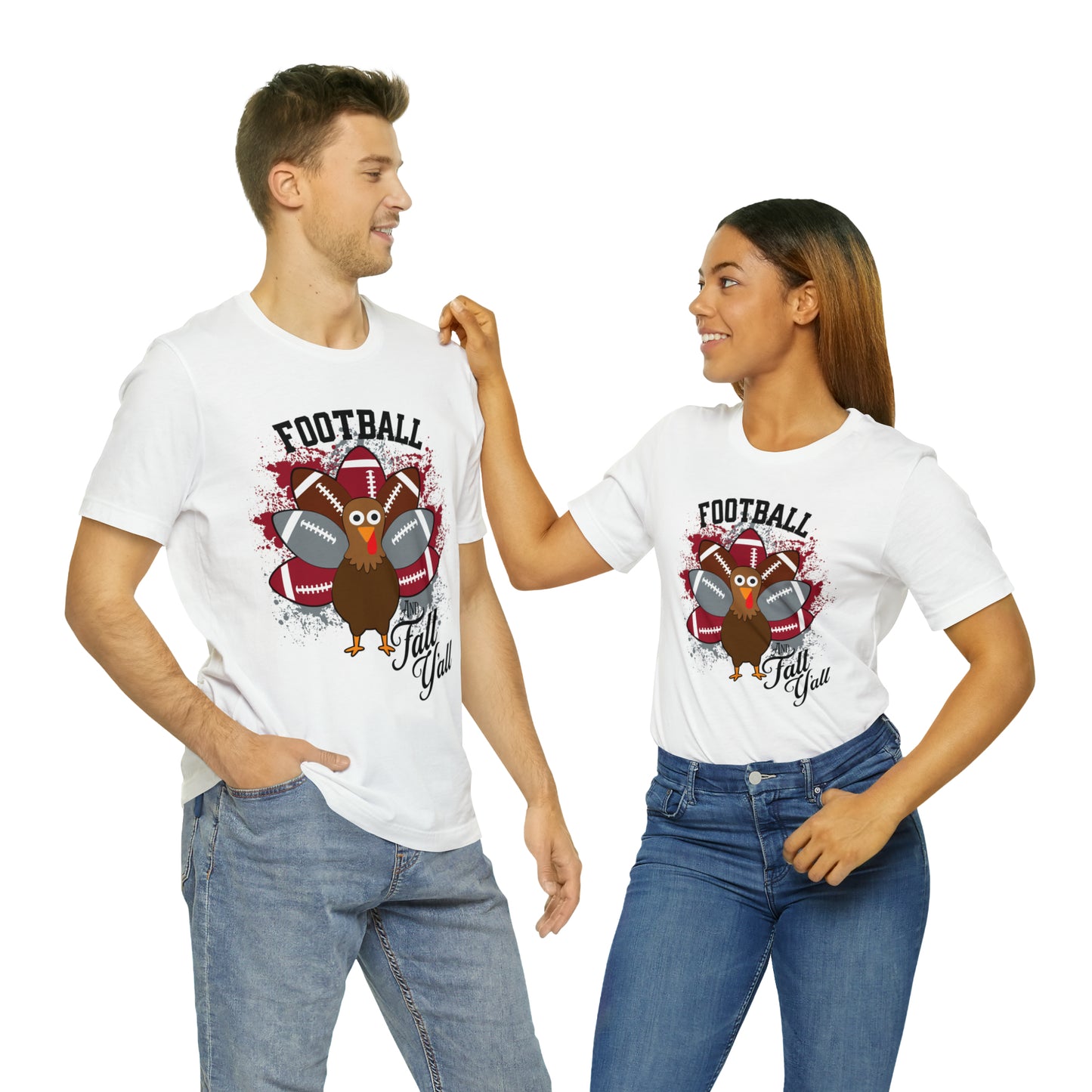 Custom Crimson and Gray Football and Fall Short Sleeve Tee, Football and turkey shirt, Alabama