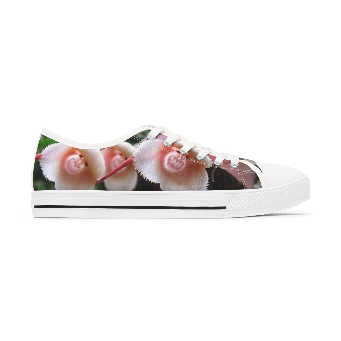 Women's Low Top Sneakers, Orchids, Monkeys, Fun, Pink