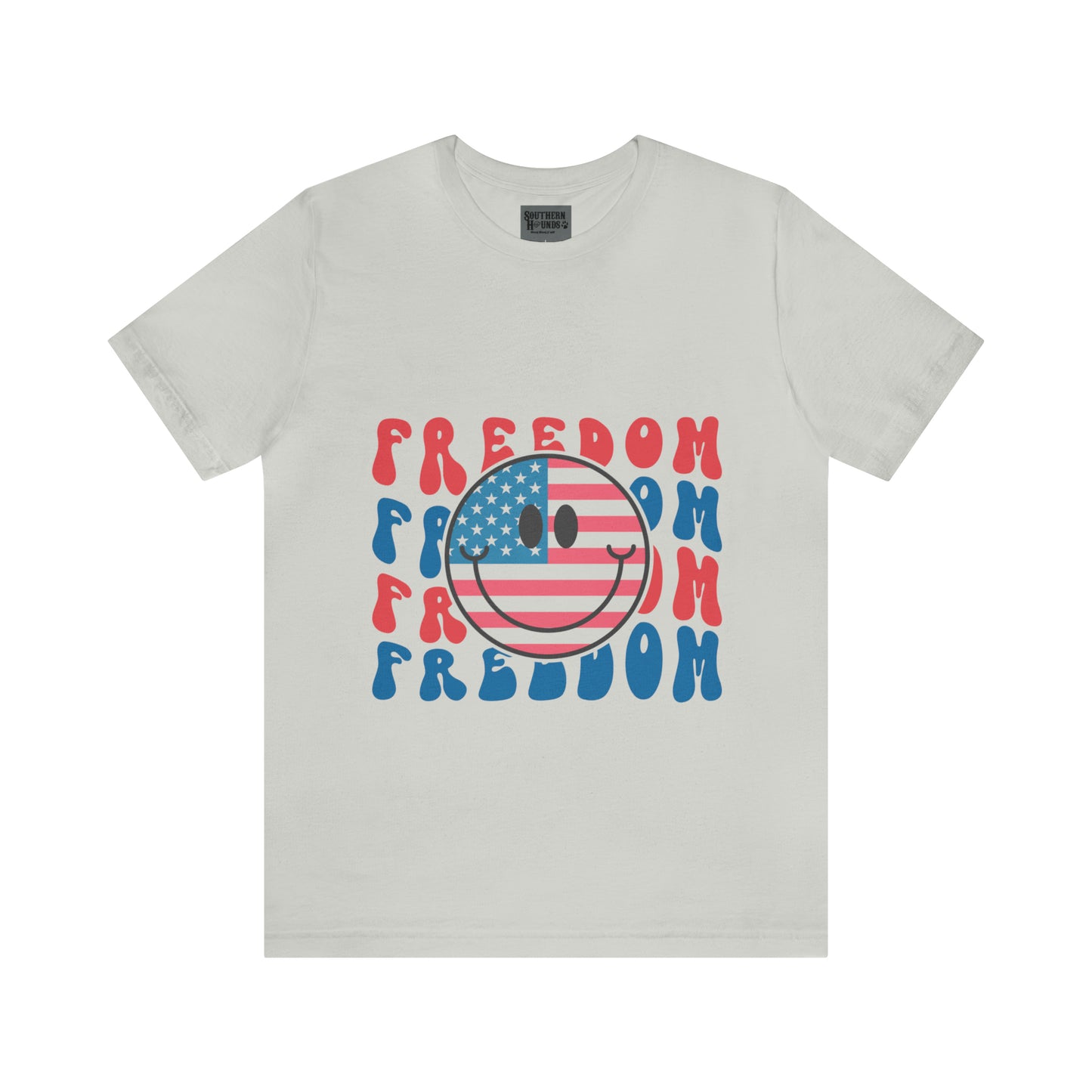 Freedom Smiley Face Flag Unisex Jersey Short Sleeve Tee Patriotic American Flag