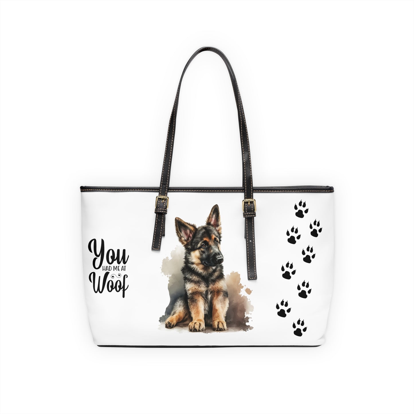 German Shepard Leather Shoulder Bag You had me at Woof Stay Pawsitive