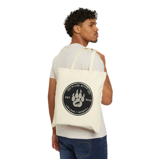 Black River Search and Rescue Cotton Canvas Tote Bag Black White logo