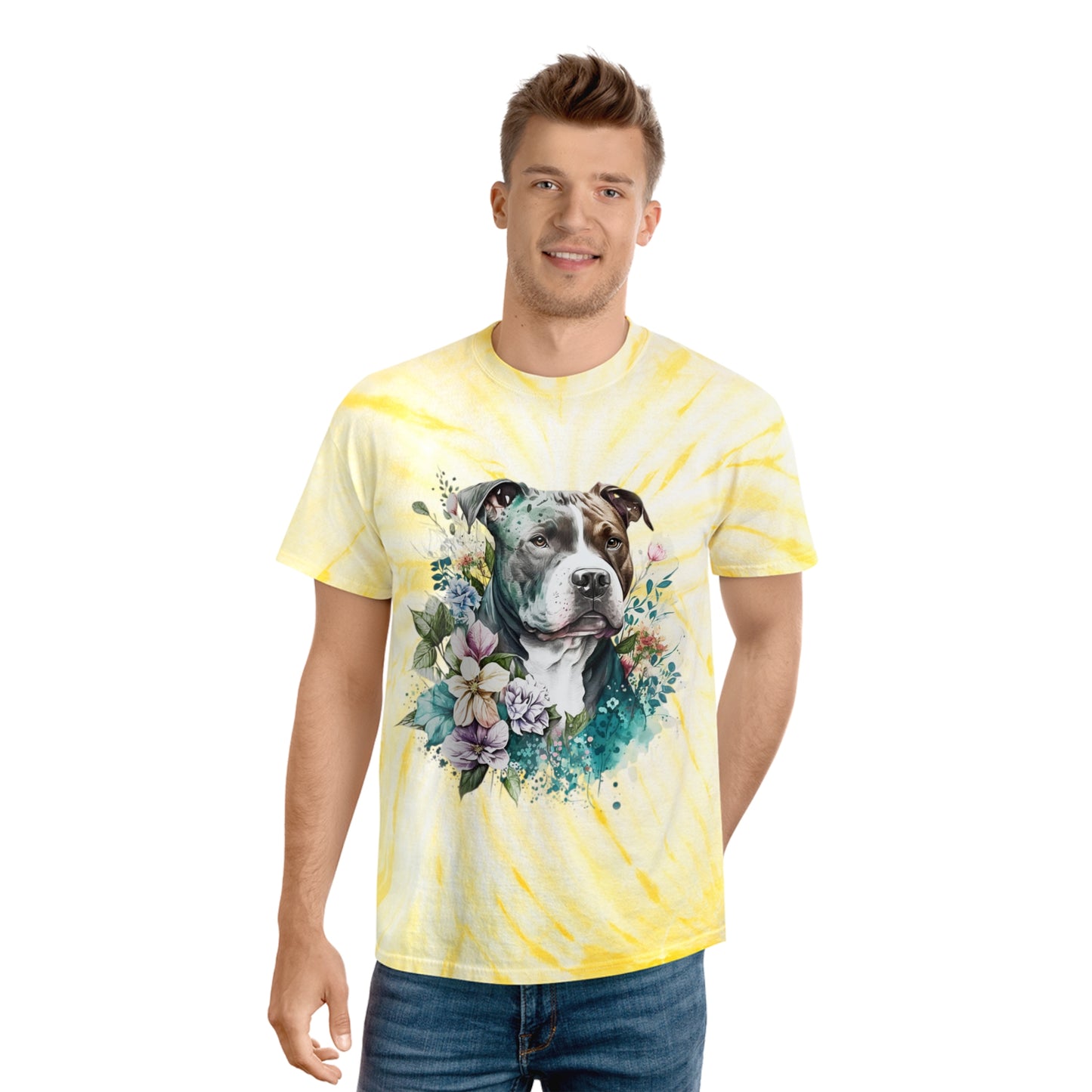 Pitbull pawprint Love Tie-Dye Tee, Cyclone