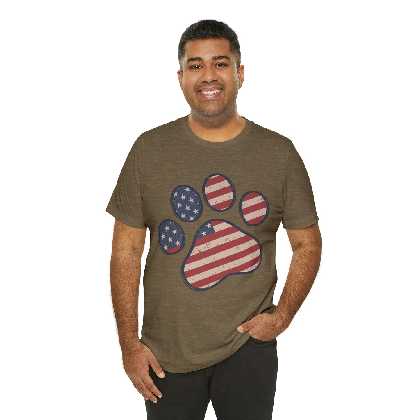 4th of July Pawprint Unisex Jersey Short Sleeve Tee Patriotic American Flag