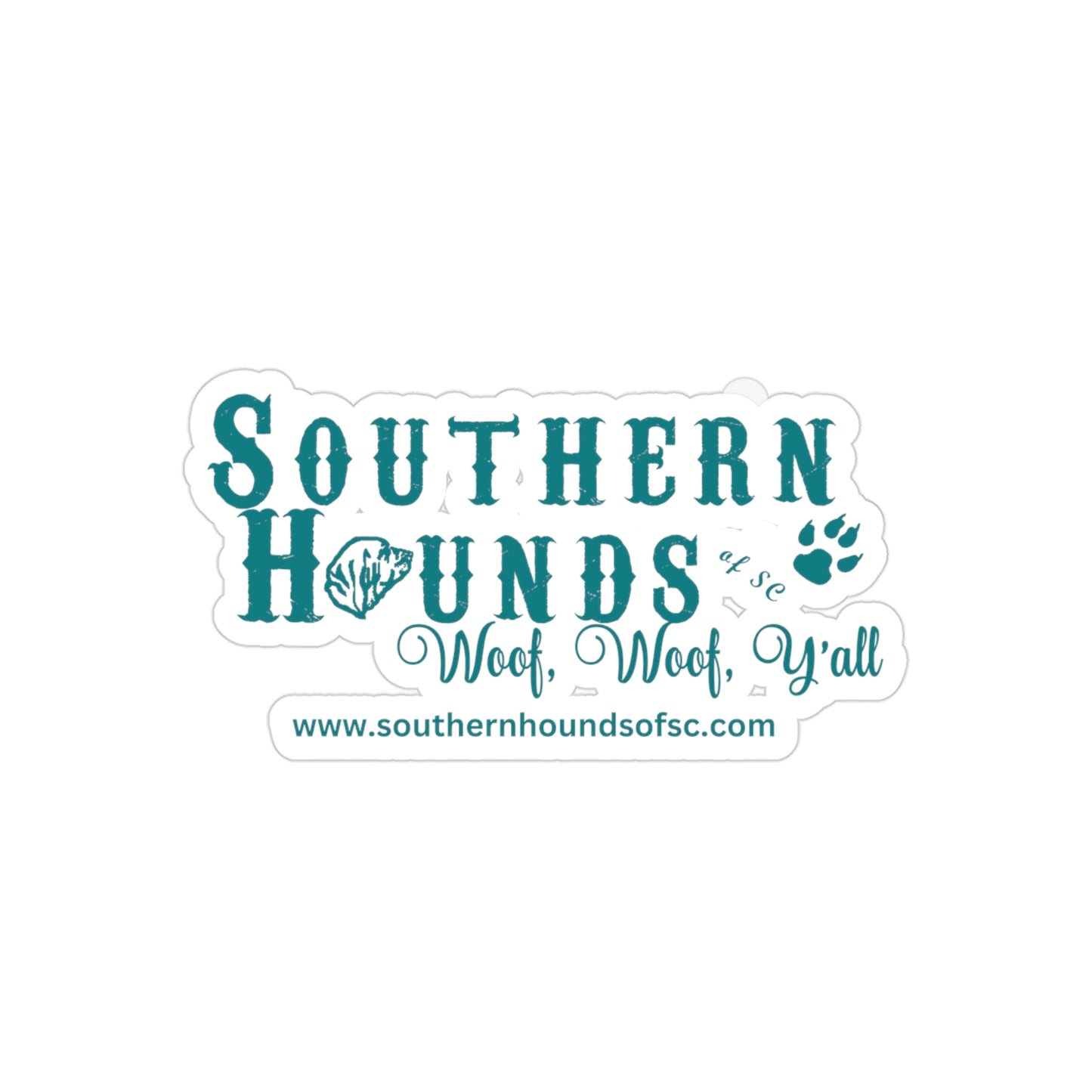 Southern Hounds Transparent Outdoor Stickers, Die-Cut, 1pcs, Dark Turquoise