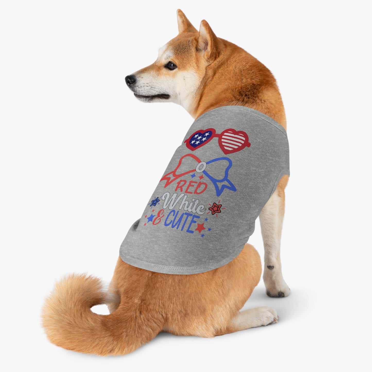 Patriotic Pet shirt 4th of July Red White and Cute Sunglasses