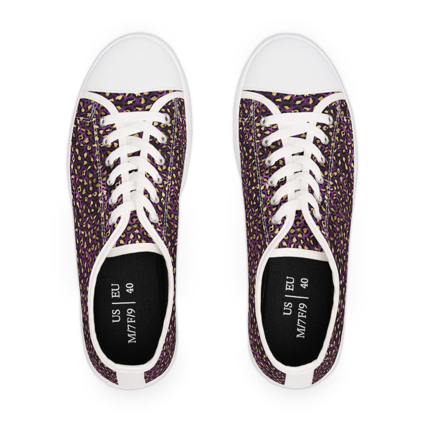 Women's Low Top Purple and gold Leopard Print Sneakers