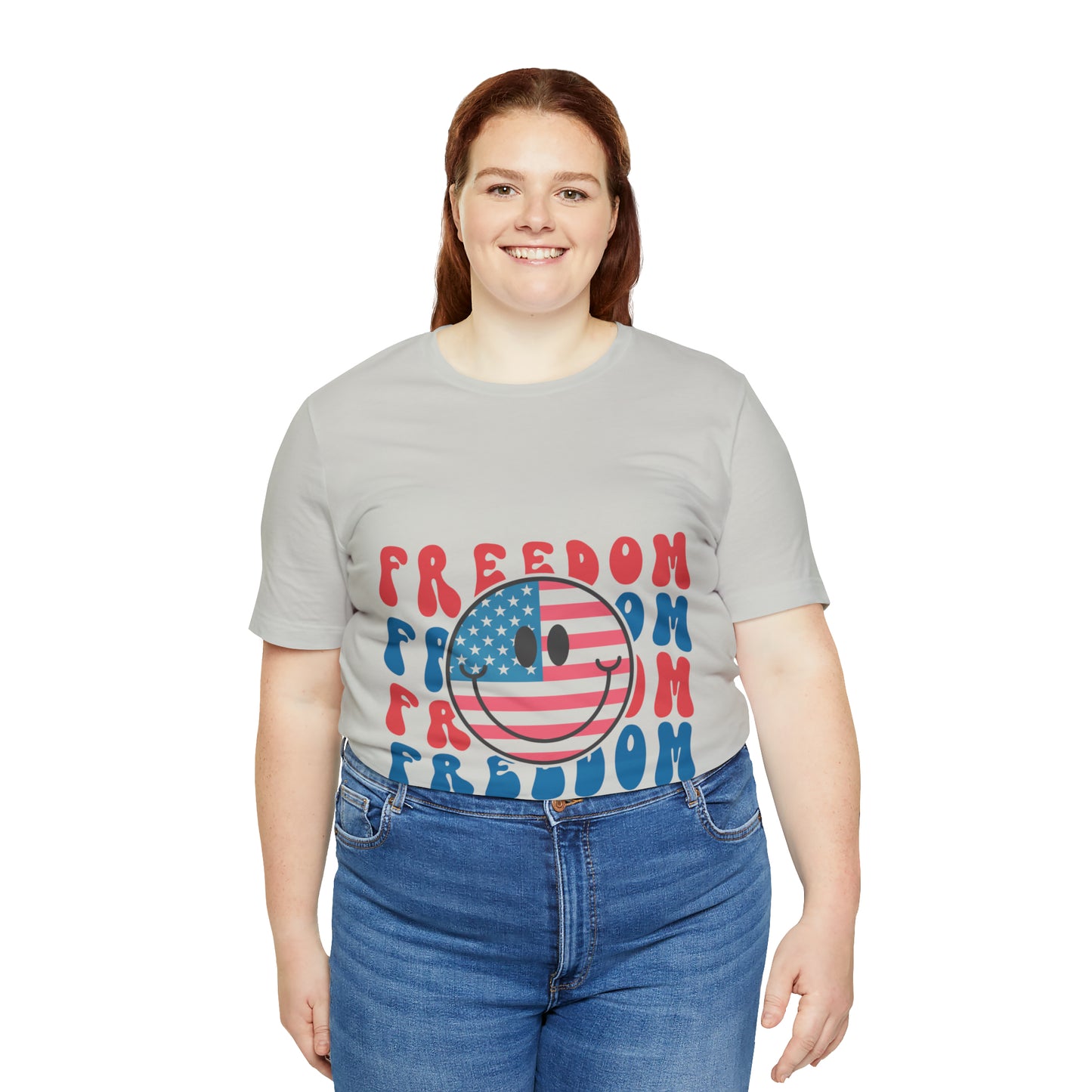 Freedom Smiley Face Flag Unisex Jersey Short Sleeve Tee Patriotic American Flag