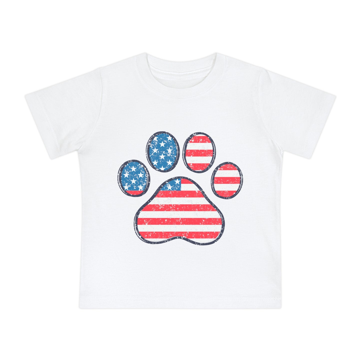 Paw Print Flag Baby Short Sleeve T-Shirt Patriotic