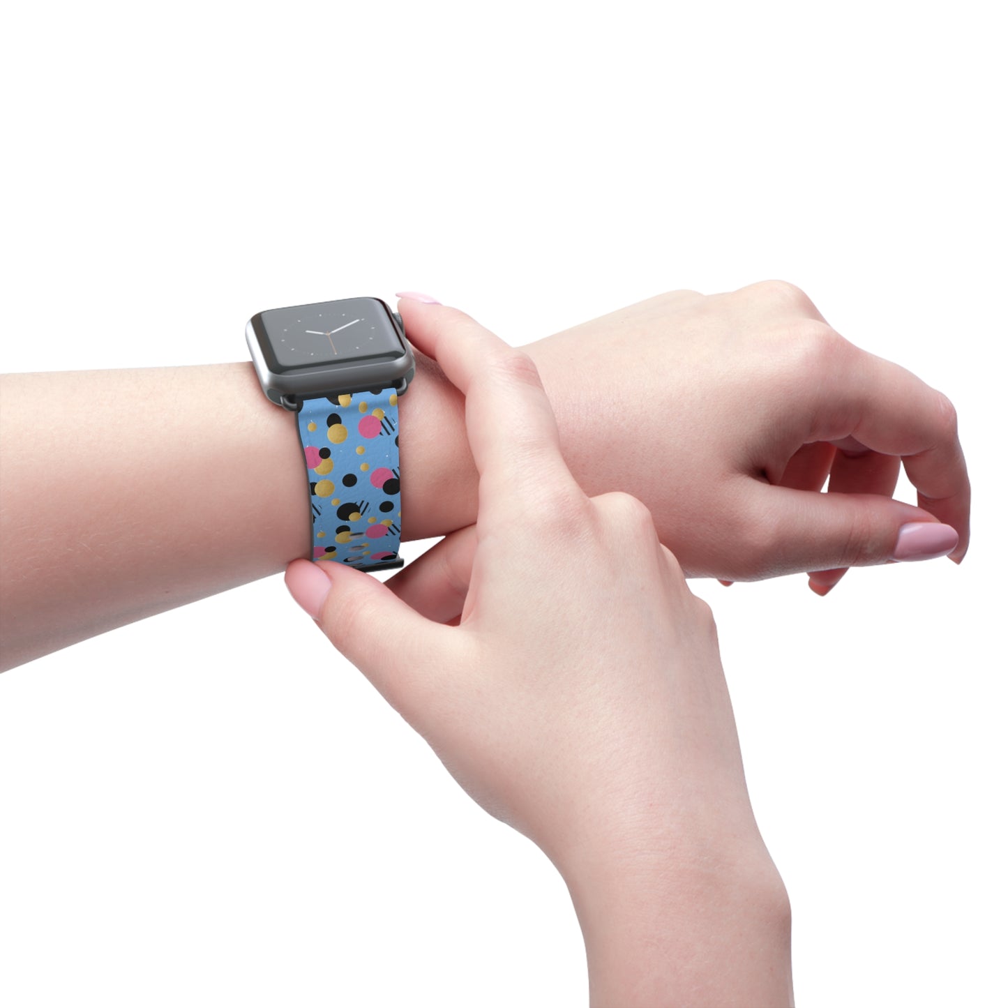 Pink Black Gold Polka Dot light Blue Apple Watch Band