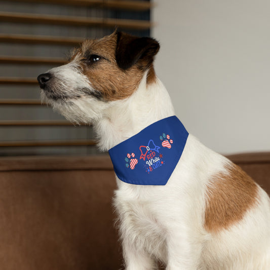 Patriotic Pet Bandana Collar Red White and Cute Bow July 4th Patriotic