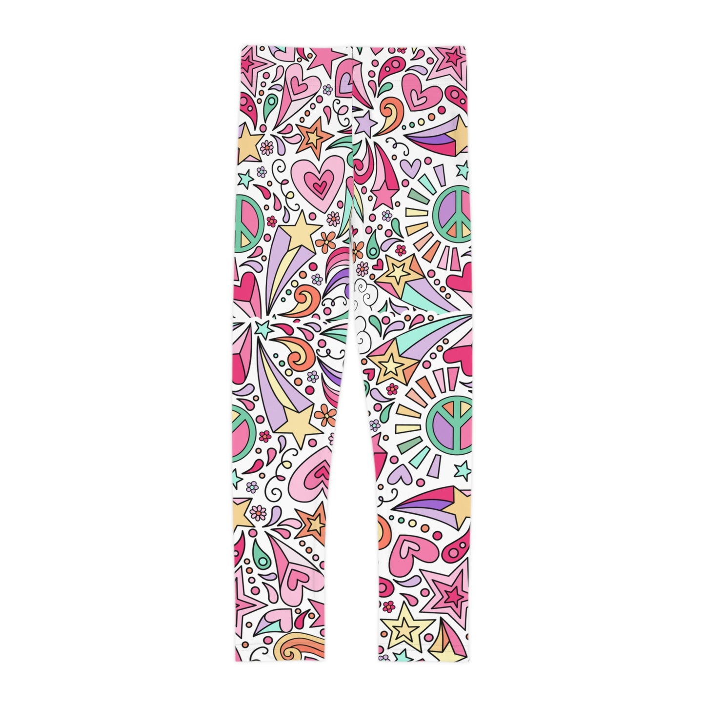 Kids Leggings Pastel retro design with peace sign and stars